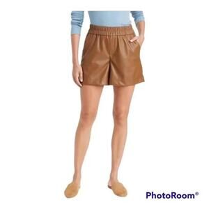 A New Day Faux Leather Brown Shorts- Size M